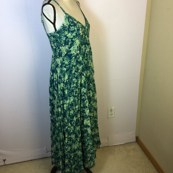 Chelsea 28 Pleated Midi Sundress Size XS Woman's Green Teal Becca Floral V-neck - Picture 14 of 16